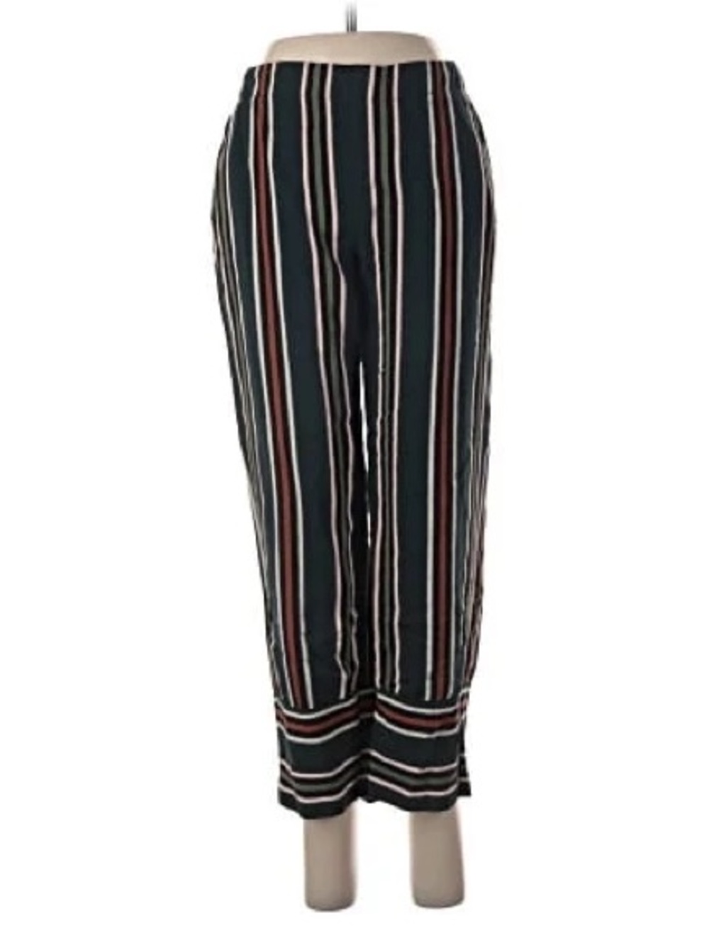 Zara Striped Wide-Leg Pull-On Pants - Teal, Rust & Cream
